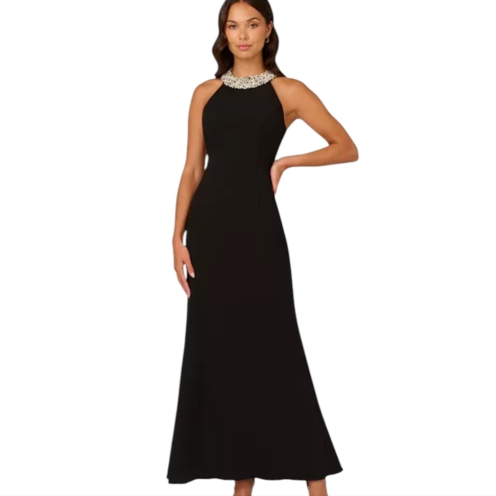 Papell Studio Elegant Black Evening Gown..Size 8